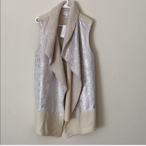 VINTAGE AMERICA Faux fur Foil Detail Sherpa Vest - Picture 2 of 6